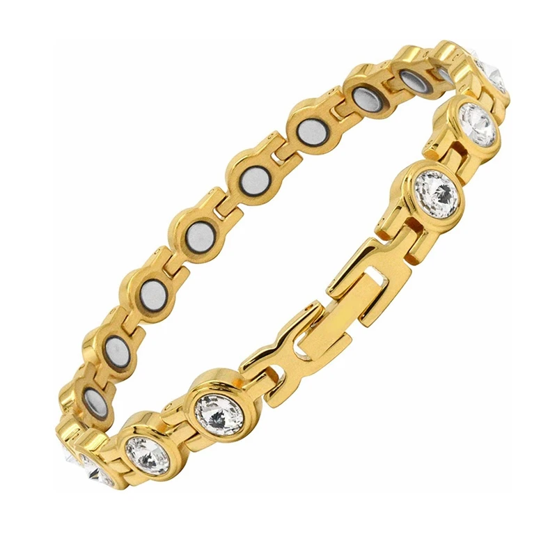 Healthy Therapy Energy Hologram Germanium Bracelets Magnetic Crystal Bracelets Bangles for Women Rhinestone Jewelry Accessories