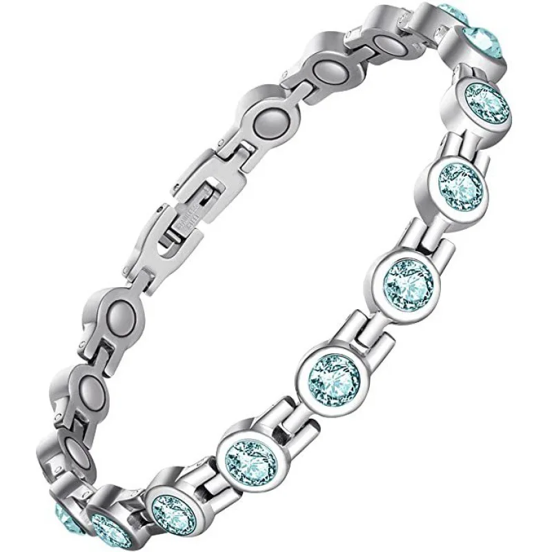 Healthy Therapy Energy Hologram Germanium Bracelets Magnetic Crystal Bracelets Bangles for Women Rhinestone Jewelry Accessories