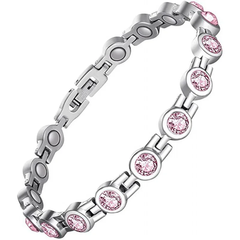 Healthy Therapy Energy Hologram Germanium Bracelets Magnetic Crystal Bracelets Bangles for Women Rhinestone Jewelry Accessories