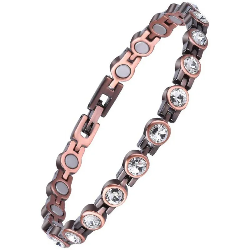 Healthy Therapy Energy Hologram Germanium Bracelets Magnetic Crystal Bracelets Bangles for Women Rhinestone Jewelry Accessories
