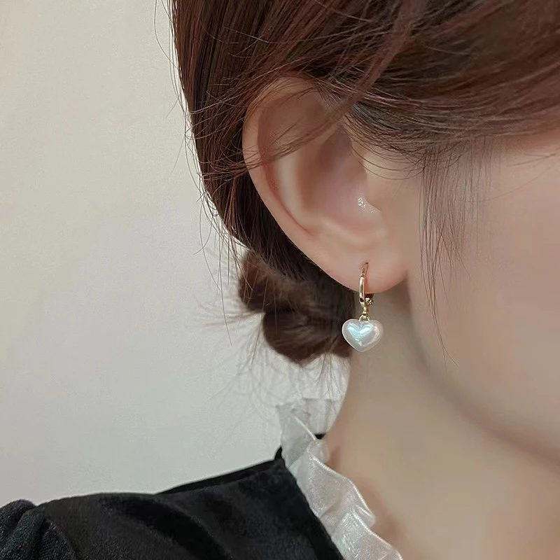 Classic Design Pearl Heart Pendant Earrings 2025 Fashion Jewelry Party Girl's Sweet Temperament Accessories For Womens Earrings
