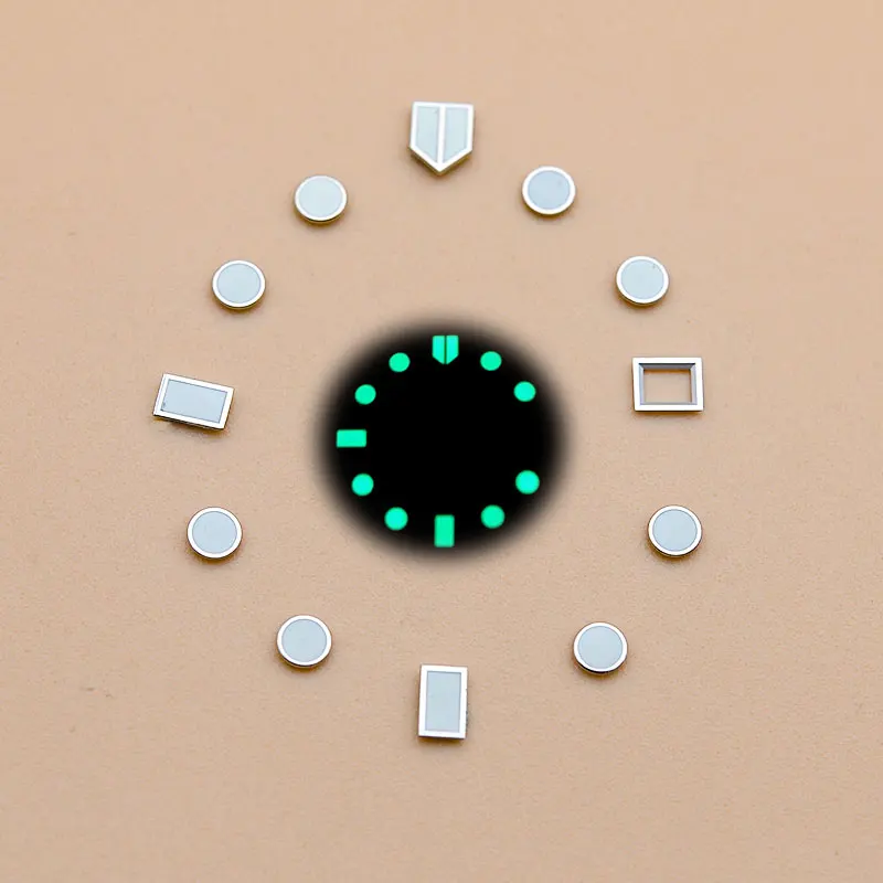 Green Luminous Watch Dial Hour Indices Markers SKX007 6105 Sub GMT Watch Dial Accessories Aftermarket Replacement