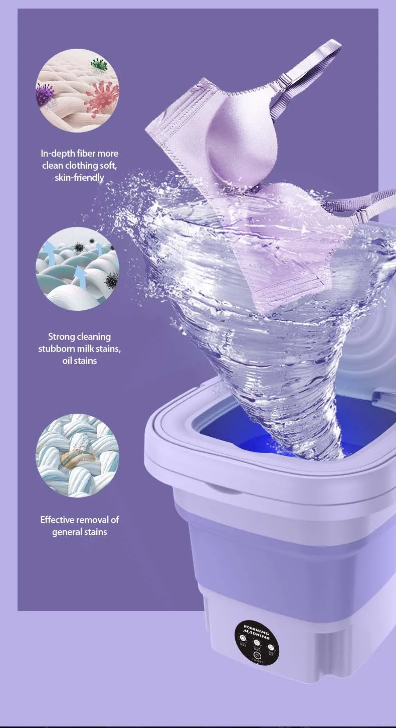 8L Portable Washing Machine Socks Underwear Panties Retractable Home Foldable Mini Washing Machine 3 Models With Spinning Dry