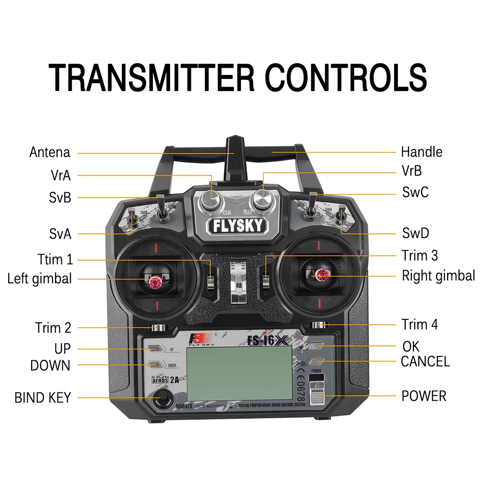 FLYSKY FS-i6X I6X AFHDS 2A RC Transmitter with X6B IA6B IA10B Receiver 10CH 2.4GHz for Aairplane Helicopter FPV Racing Drones