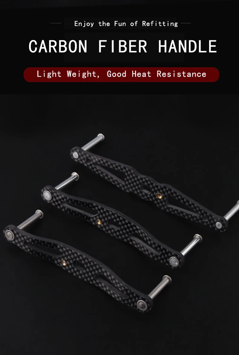 Ruke Fishing Reel Handle Carbon Fiber Fishing Rocker Whole Length 105-120mm Hole Size 8*5/7*4mm Thickness 3mm Reel Accessory