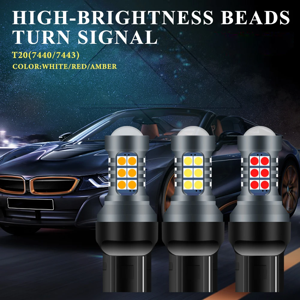 2pcs T20 LED 7440 7443 Led WY21W W21W Led Bulbs Car Signal Lamp T20 3030SMD Backup Reversing Light Super Bright