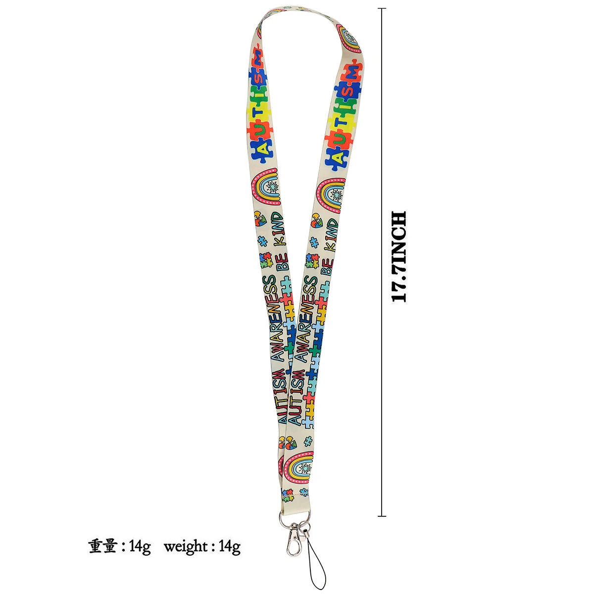 KKZ776 Rainbow Lanyard Card ID Holder Car KeyChain Autism Puzzle ID Card Pass Gym Phone Badge Doctor Key Ring Holder Jewelry