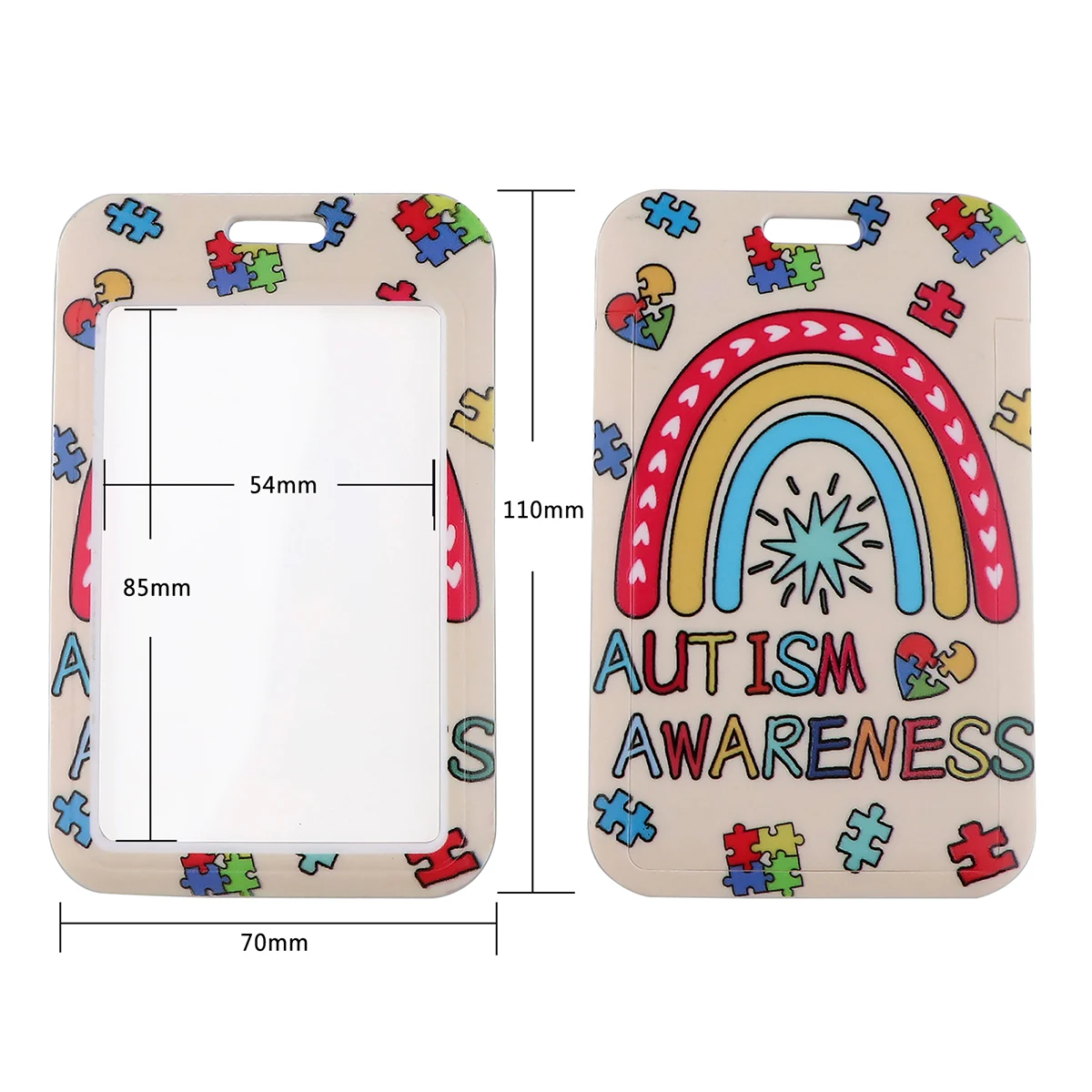 KKZ776 Rainbow Lanyard Card ID Holder Car KeyChain Autism Puzzle ID Card Pass Gym Phone Badge Doctor Key Ring Holder Jewelry