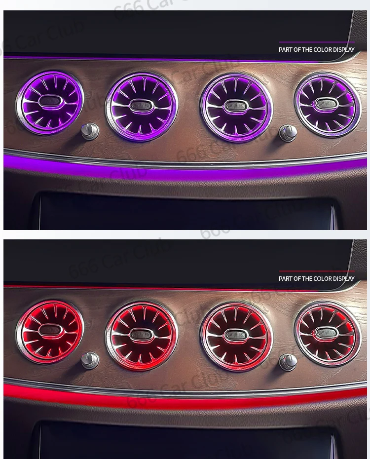 3/64 Colour LED Air Vents For Mercedes Benz W205 W213 W222 W117 W176 X156 W206 W167 Ambient Light Turbine Nozzle Decorative Lamp