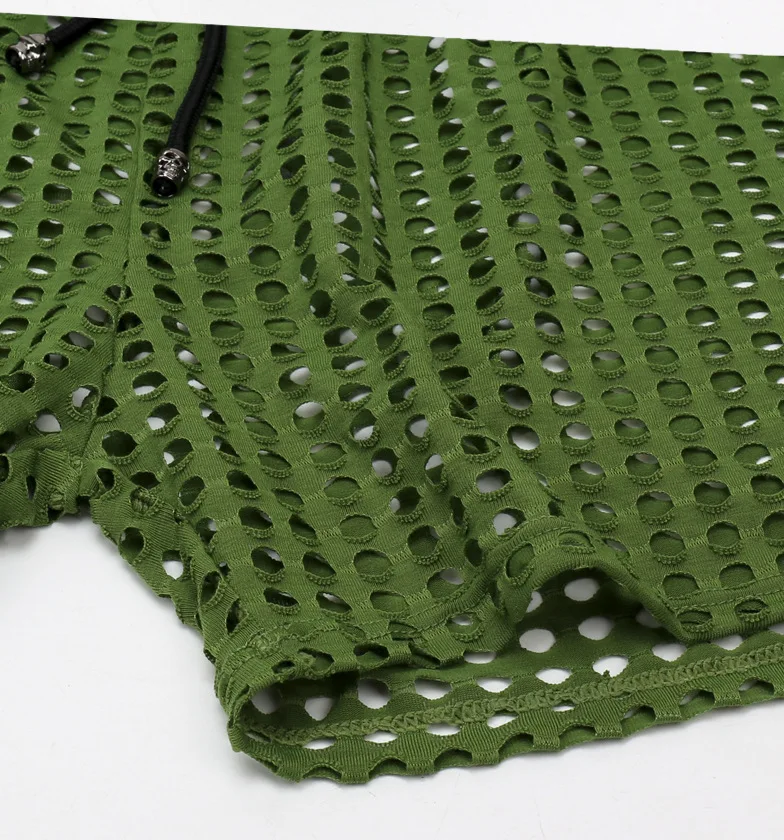 Men's Sexy Big Mesh Hollow Out Boxer Shorts Men Leisure Household Transparent Nets Board Shorts