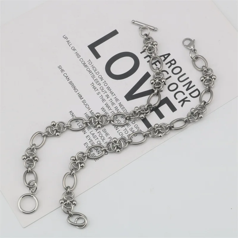 New Hip Hop Design DIY Chain Bracelet for Men Women Heavy Tricycle Thick Kpop Classic 316L Stainless steel Statement Initial