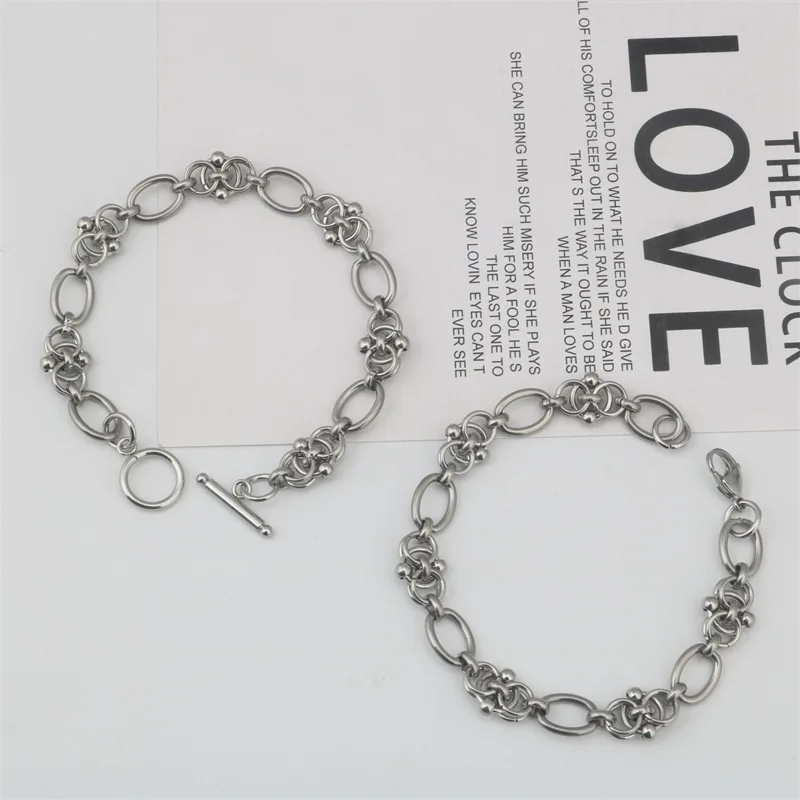 New Hip Hop Design DIY Chain Bracelet for Men Women Heavy Tricycle Thick Kpop Classic 316L Stainless steel Statement Initial