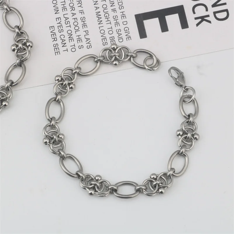New Hip Hop Design DIY Chain Bracelet for Men Women Heavy Tricycle Thick Kpop Classic 316L Stainless steel Statement Initial