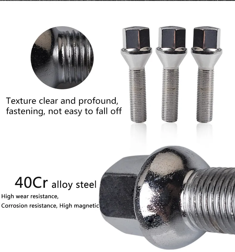 Embers Wheel Bolts Steel M12x1.5 14x1.5 14x1.25 12x1.25 of Various Lengths for BMW Volkswagen Audi Mercedes Porsche 10pcs