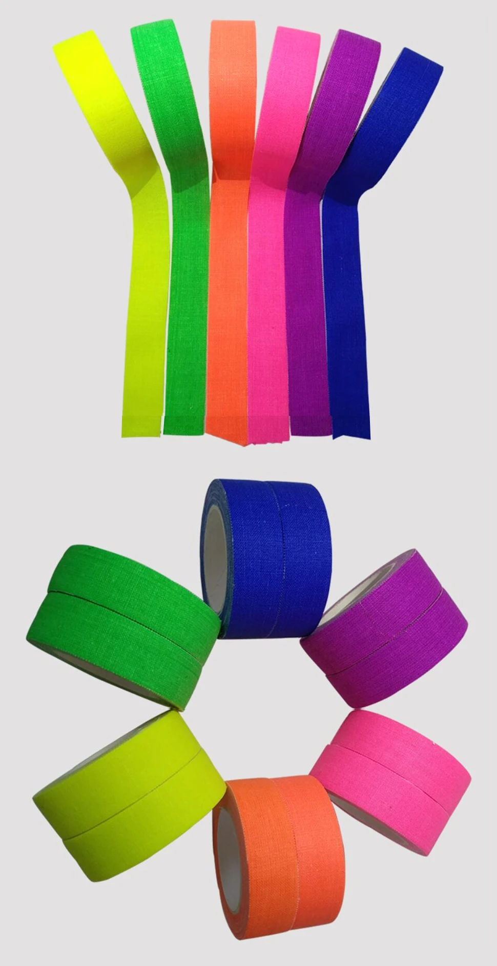 UV Gaffer Fluorescent Tape Matt Night Self-Adhesive Glow In The Dark Luminous Tape For Party Floors Stages Whiteboard 6pcs/Set