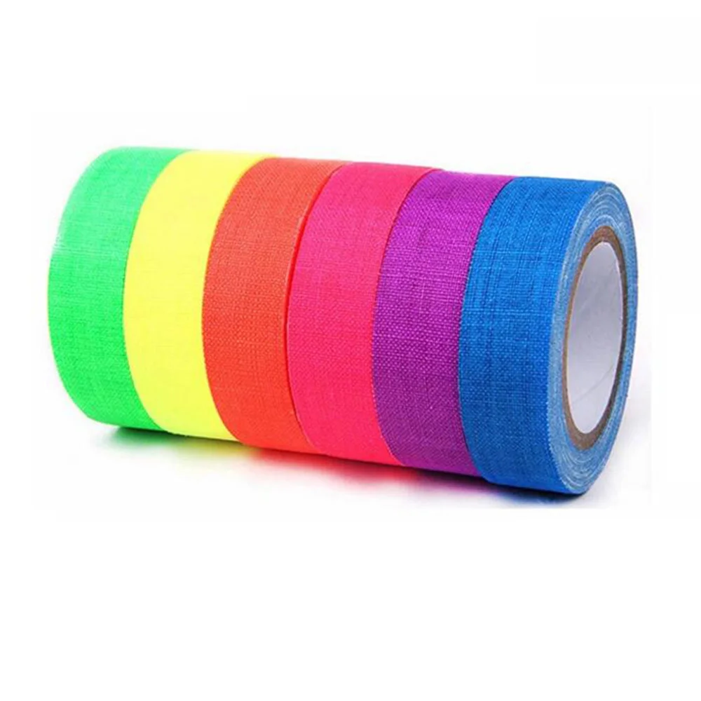 UV Gaffer Fluorescent Tape Matt Night Self-Adhesive Glow In The Dark Luminous Tape For Party Floors Stages Whiteboard 6pcs/Set