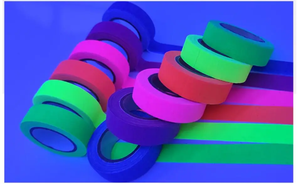 UV Gaffer Fluorescent Tape Matt Night Self-Adhesive Glow In The Dark Luminous Tape For Party Floors Stages Whiteboard 6pcs/Set