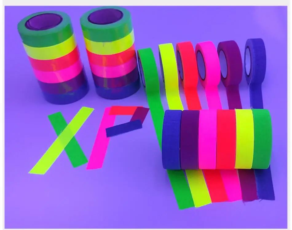 UV Gaffer Fluorescent Tape Matt Night Self-Adhesive Glow In The Dark Luminous Tape For Party Floors Stages Whiteboard 6pcs/Set