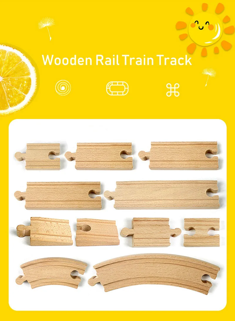 New Wooden Track Accessories Beech Wood Train Track Railway Toys Fit for Biro All Brand Tracks Educational Toys For Children