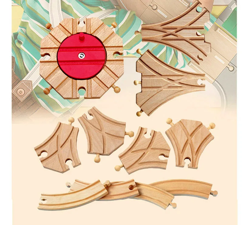 New Wooden Track Accessories Beech Wood Train Track Railway Toys Fit for Biro All Brand Tracks Educational Toys For Children
