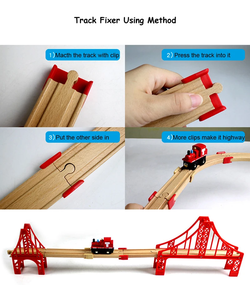 New Wooden Track Accessories Beech Wood Train Track Railway Toys Fit for Biro All Brand Tracks Educational Toys For Children