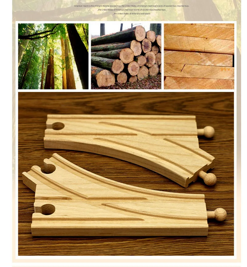 New Wooden Track Accessories Beech Wood Train Track Railway Toys Fit for Biro All Brand Tracks Educational Toys For Children