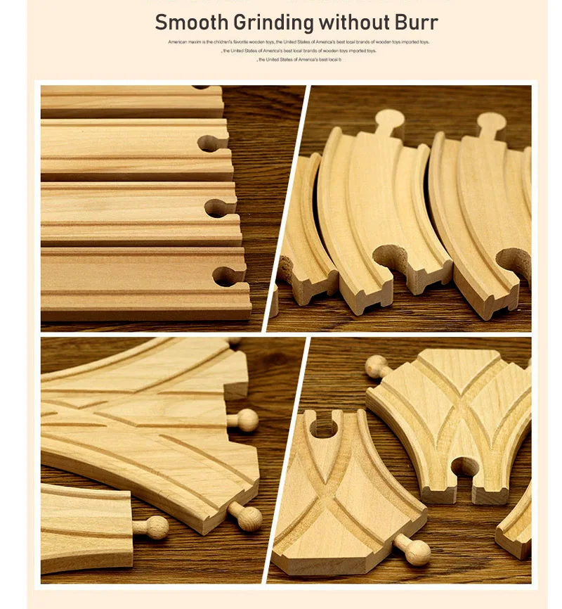 New Wooden Track Accessories Beech Wood Train Track Railway Toys Fit for Biro All Brand Tracks Educational Toys For Children