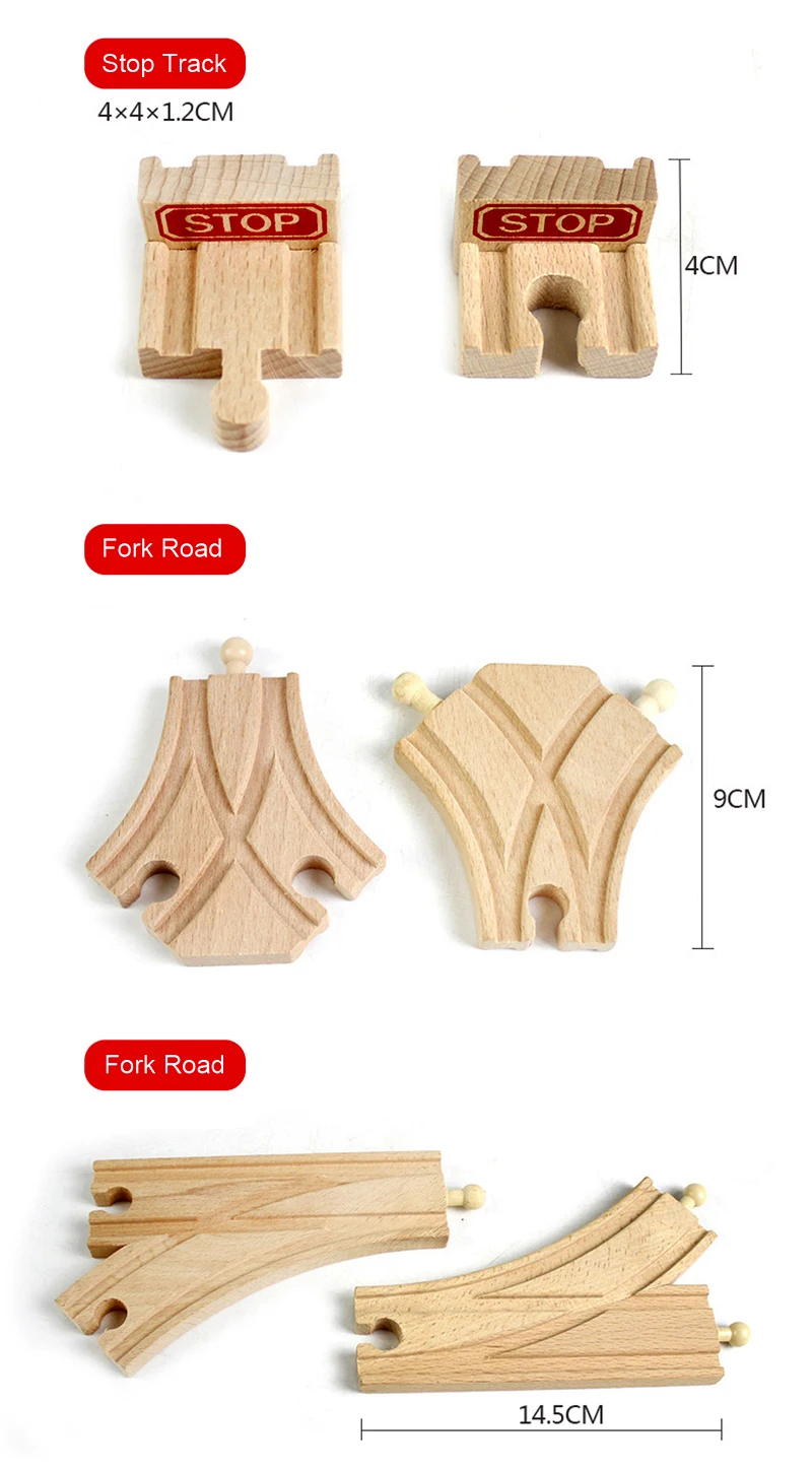 New Wooden Track Accessories Beech Wood Train Track Railway Toys Fit for Biro All Brand Tracks Educational Toys For Children