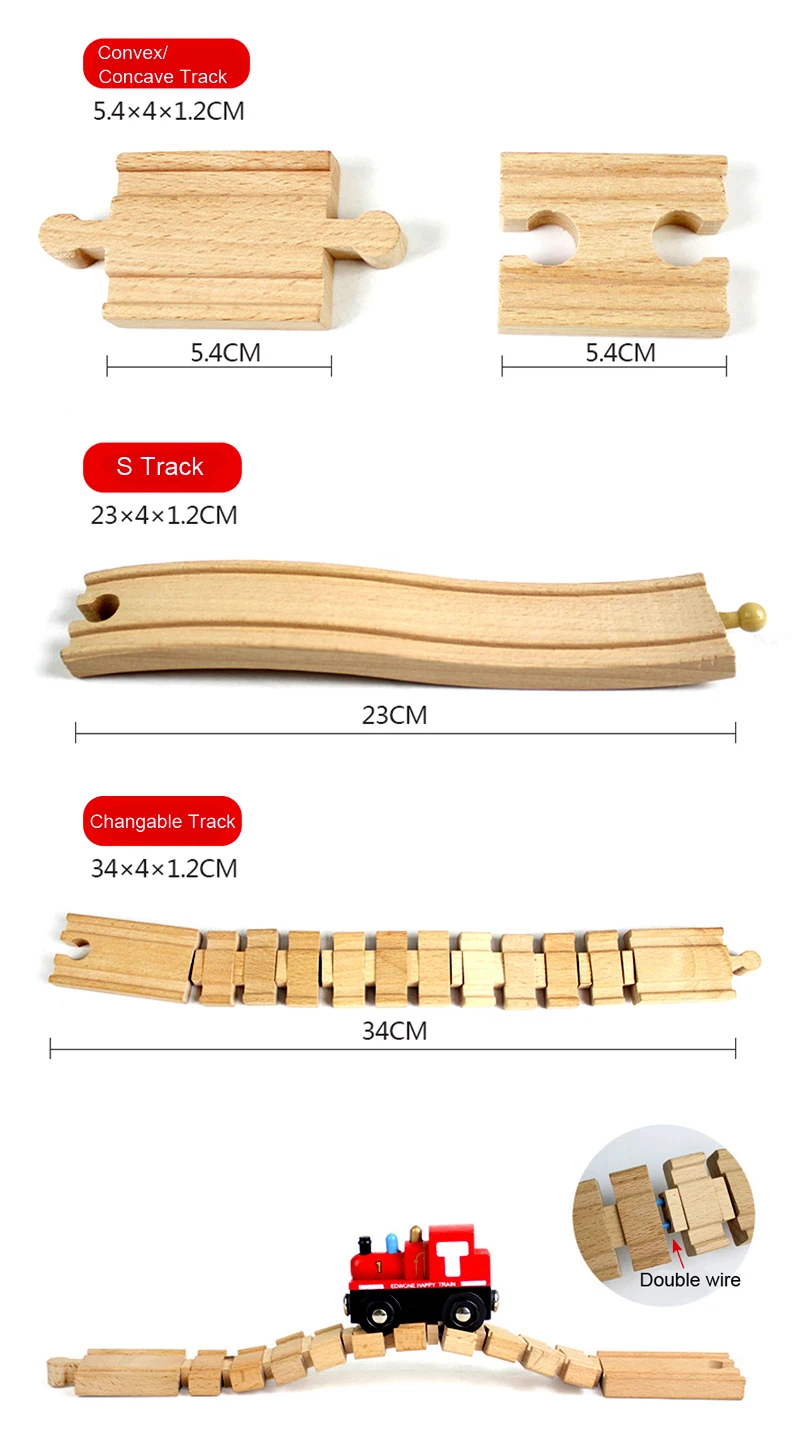 New Wooden Track Accessories Beech Wood Train Track Railway Toys Fit for Biro All Brand Tracks Educational Toys For Children