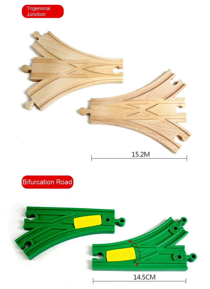New Wooden Track Accessories Beech Wood Train Track Railway Toys Fit for Biro All Brand Tracks Educational Toys For Children