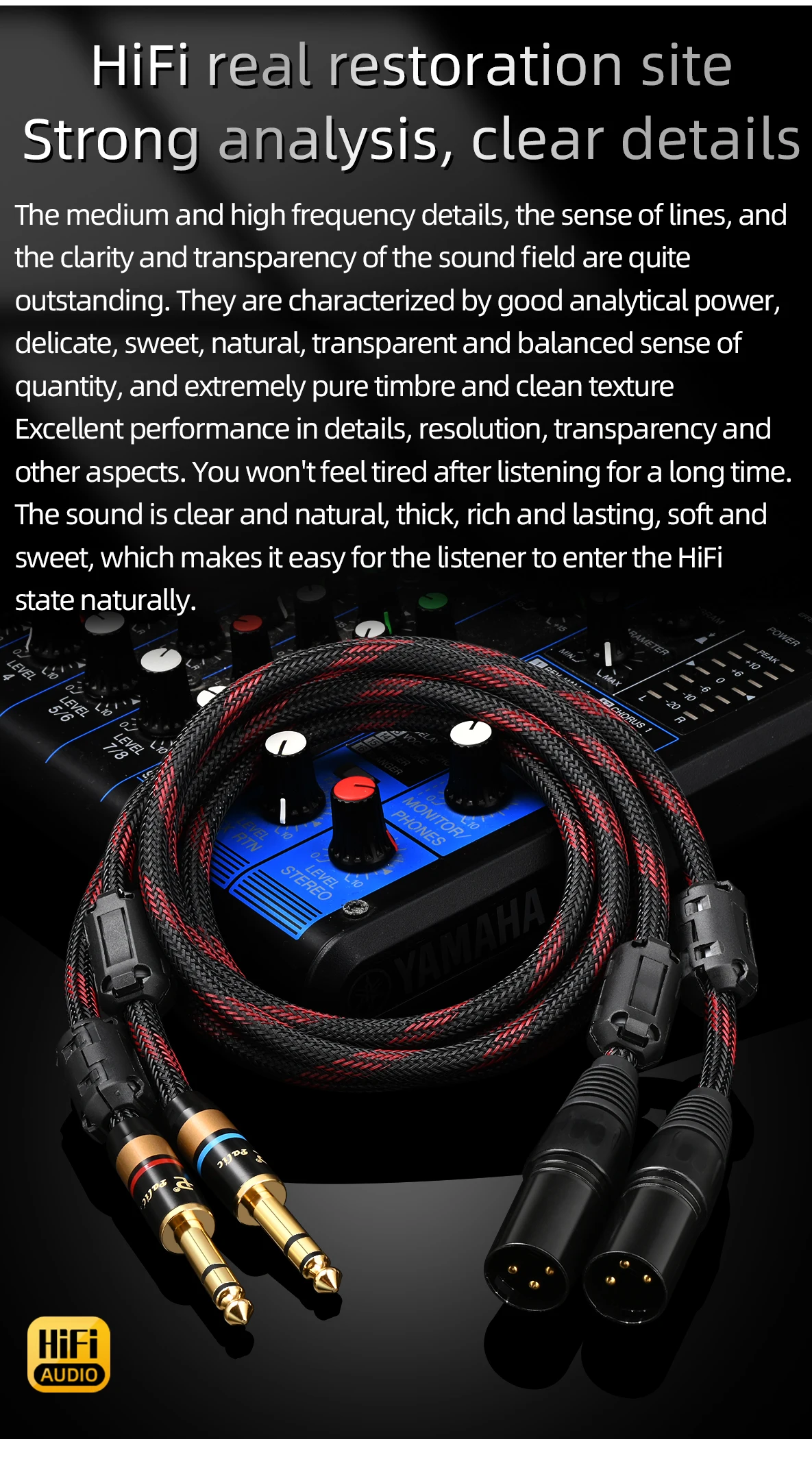 ATAUDIO HIFI Dual 6.5mm to 2 XLR Audio Cable for Adapter Amplifier Sound Box 6N OFC 6.5mm to XLR Speaker Cable