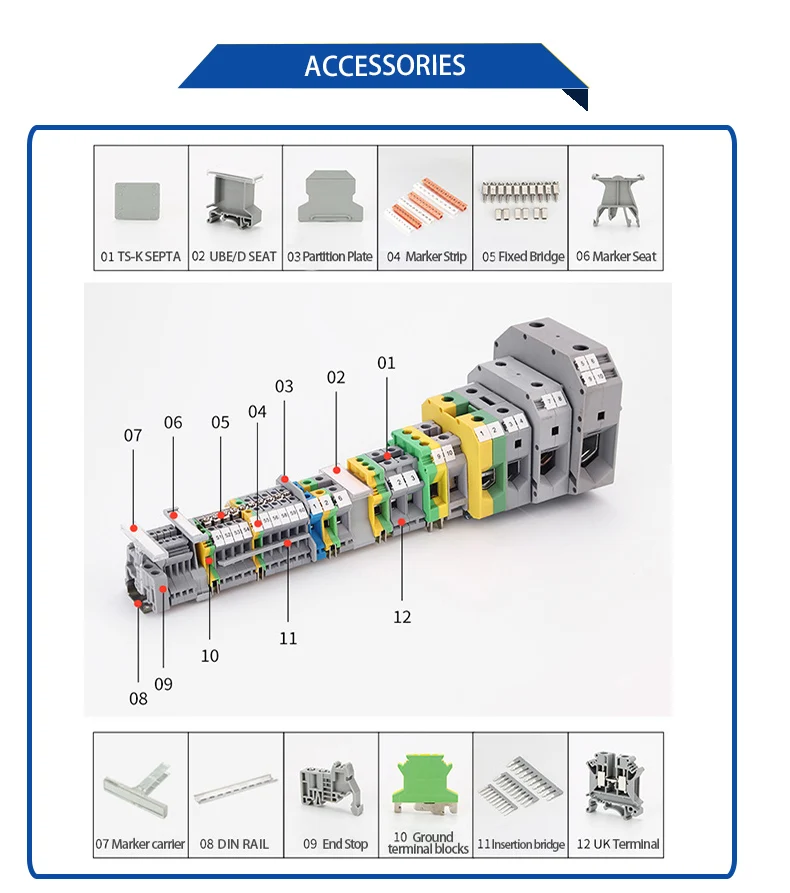 100Pcs ZB6 For UK2.5B UK5N PT4 ST4 UKK/UKKB5 DIKD1.5 Number Blank DIN Rail Terminal Block Accessories UK Zack Marker Strips ZB 6