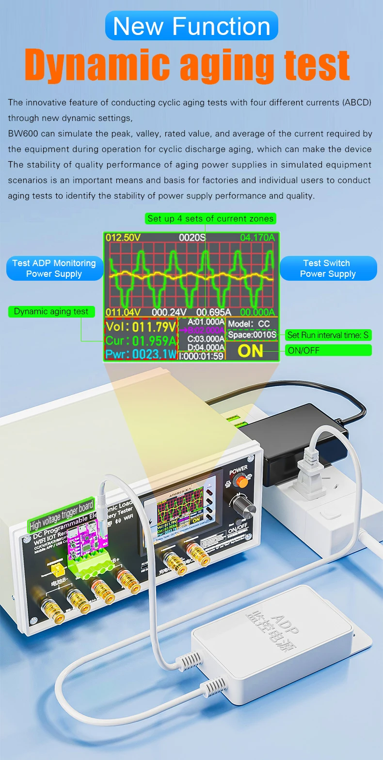 BW600-DK 200V 50A 18650 Lithium Lead-acid Battery Capacity Monitor Electronic Load Power Tester Discharge Meter Car Check Tools