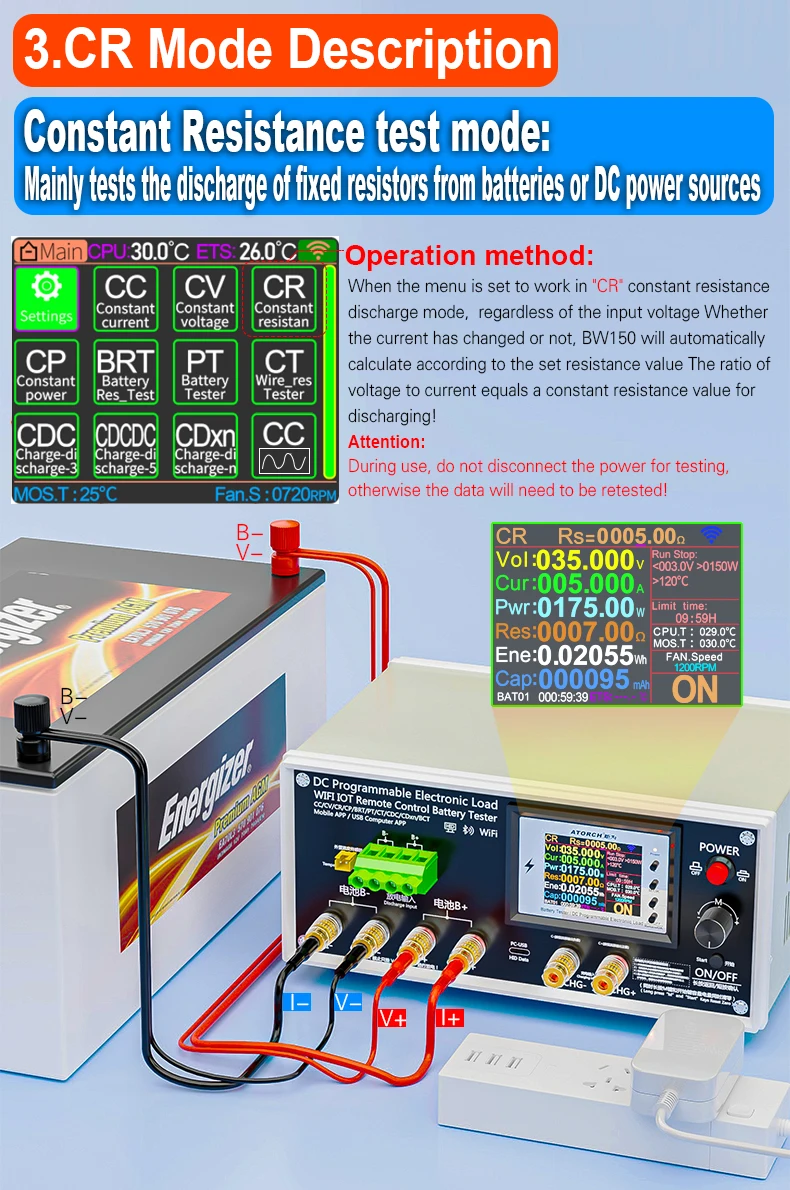 BW600-DK 200V 50A 18650 Lithium Lead-acid Battery Capacity Monitor Electronic Load Power Tester Discharge Meter Car Check Tools