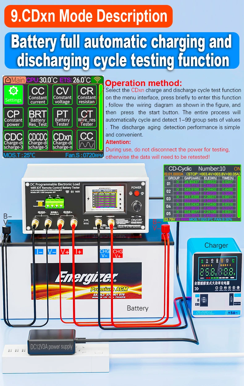 BW600-DK 200V 50A 18650 Lithium Lead-acid Battery Capacity Monitor Electronic Load Power Tester Discharge Meter Car Check Tools