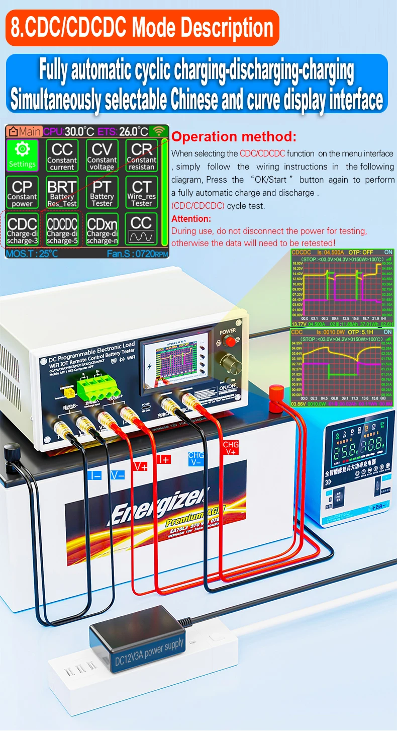 BW600-DK 200V 50A 18650 Lithium Lead-acid Battery Capacity Monitor Electronic Load Power Tester Discharge Meter Car Check Tools