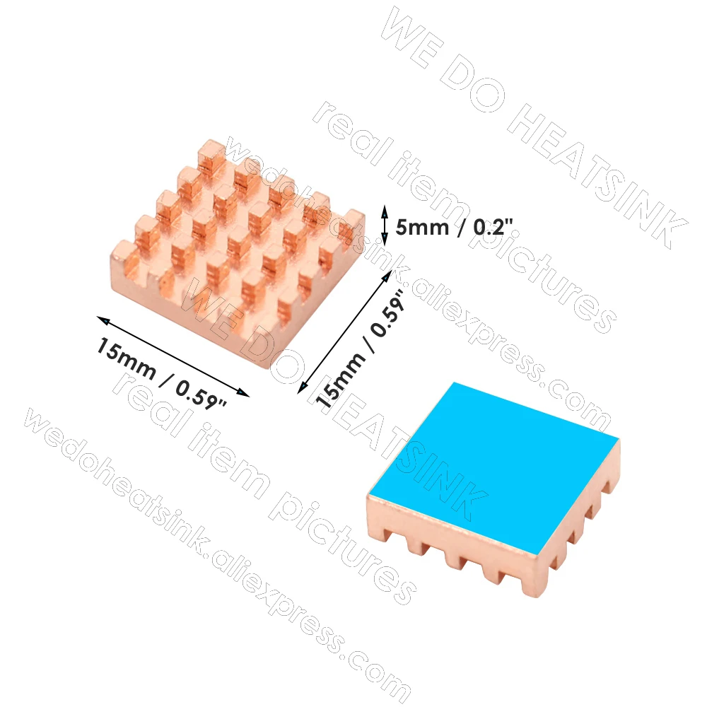 WE DO HEATSINK Useful Pure Copper Heat Sink Without or With Thermal Pad, Various Copper Shape Size Options