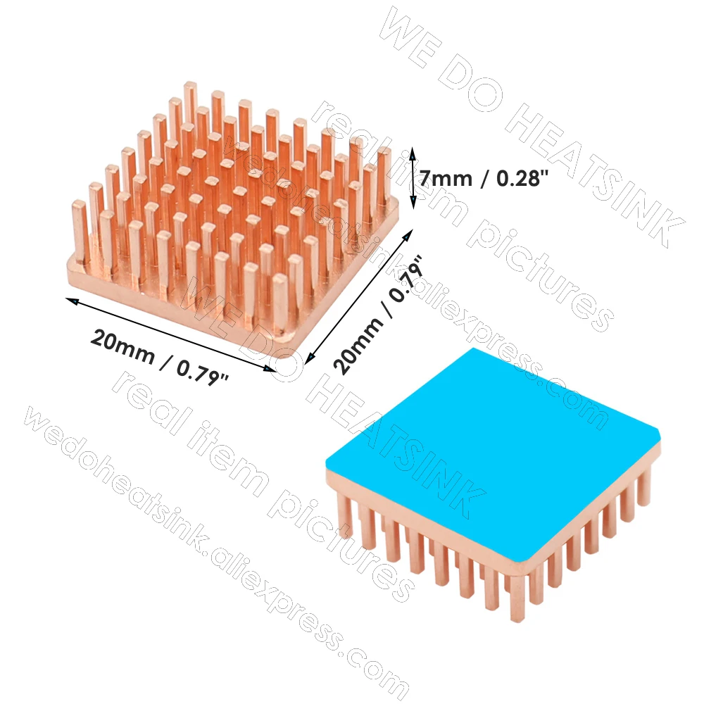 WE DO HEATSINK Useful Pure Copper Heat Sink Without or With Thermal Pad, Various Copper Shape Size Options