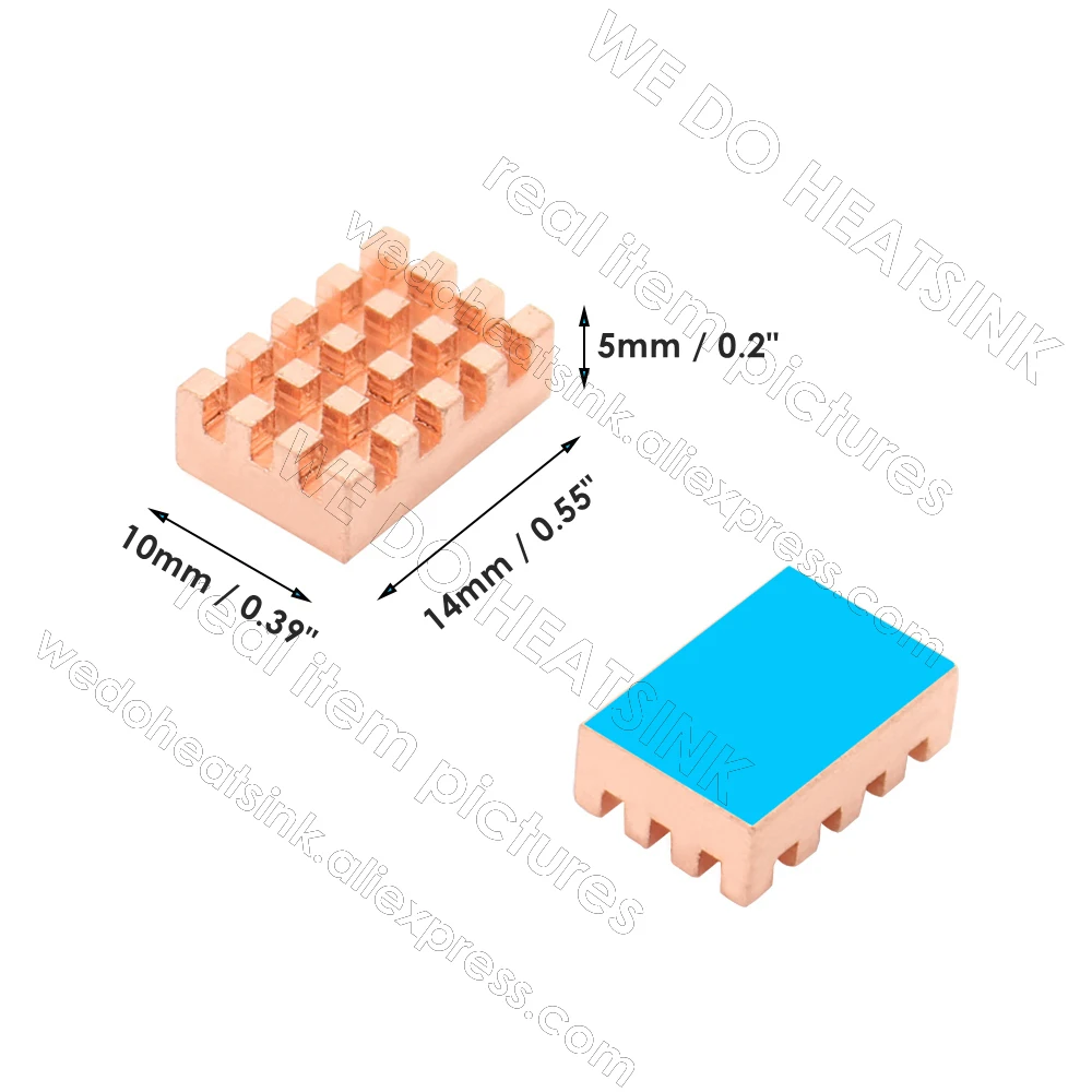 WE DO HEATSINK Useful Pure Copper Heat Sink Without or With Thermal Pad, Various Copper Shape Size Options