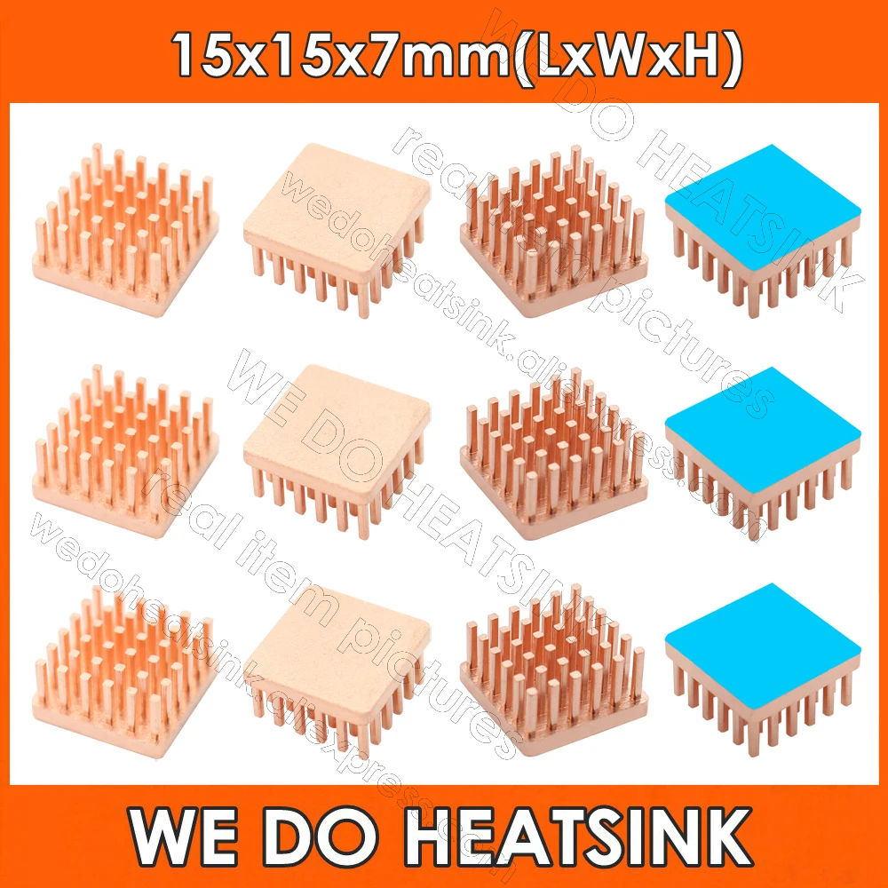WE DO HEATSINK Useful Pure Copper Heat Sink Without or With Thermal Pad, Various Copper Shape Size Options