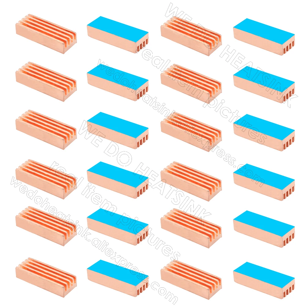 WE DO HEATSINK Useful Pure Copper Heat Sink Without or With Thermal Pad, Various Copper Shape Size Options