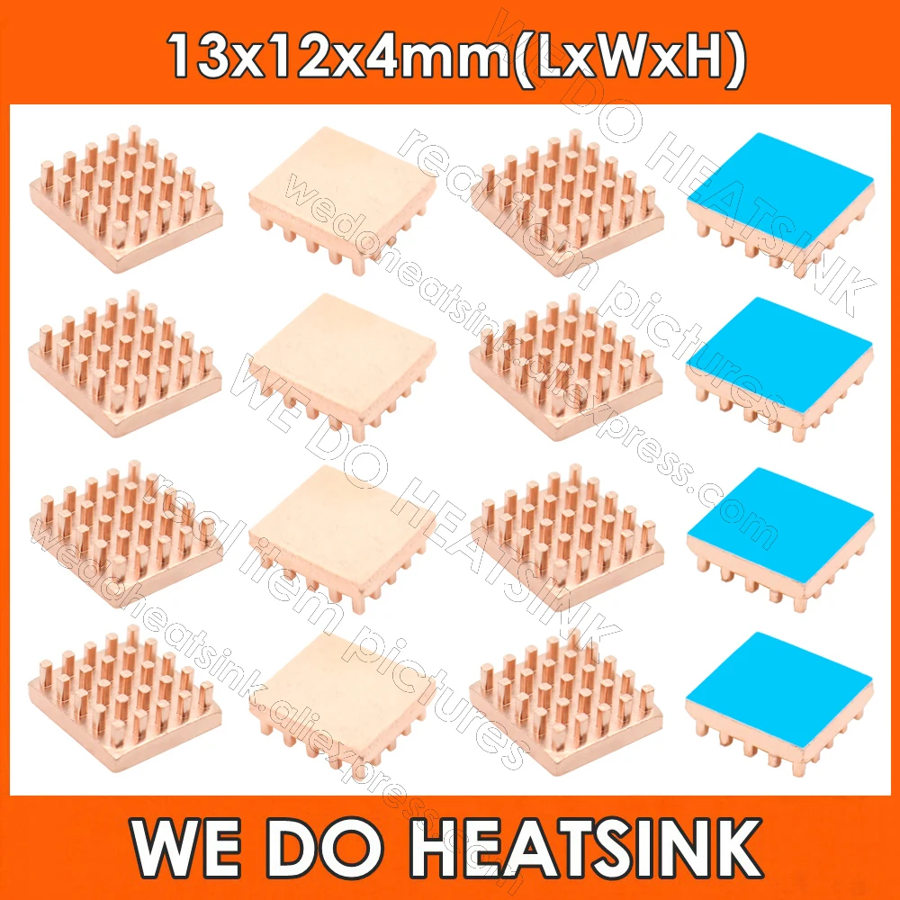 WE DO HEATSINK Useful Pure Copper Heat Sink Without or With Thermal Pad, Various Copper Shape Size Options
