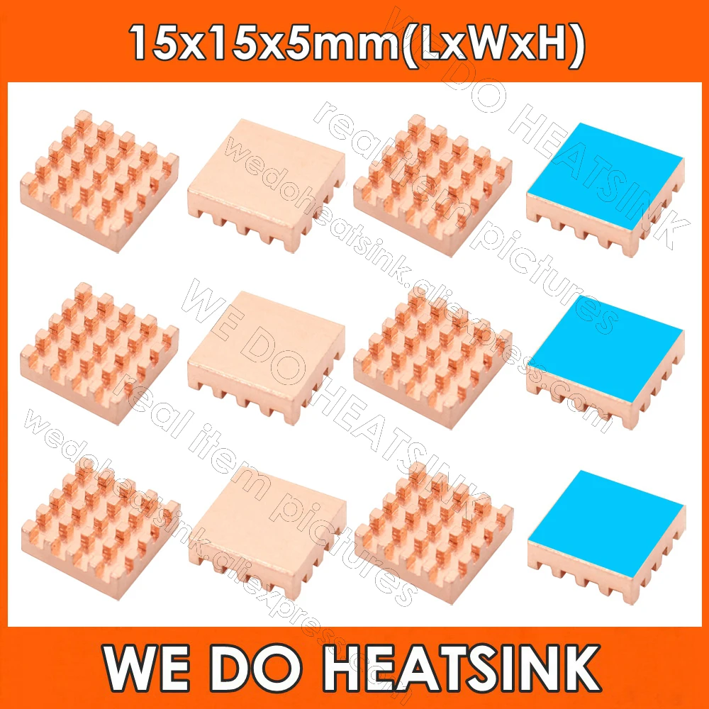 WE DO HEATSINK Useful Pure Copper Heat Sink Without or With Thermal Pad, Various Copper Shape Size Options