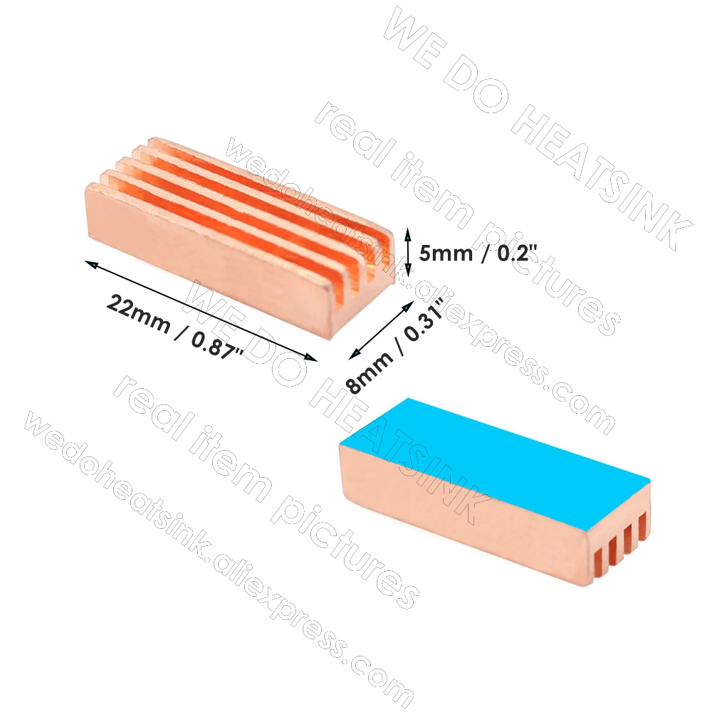 WE DO HEATSINK Useful Pure Copper Heat Sink Without or With Thermal Pad, Various Copper Shape Size Options