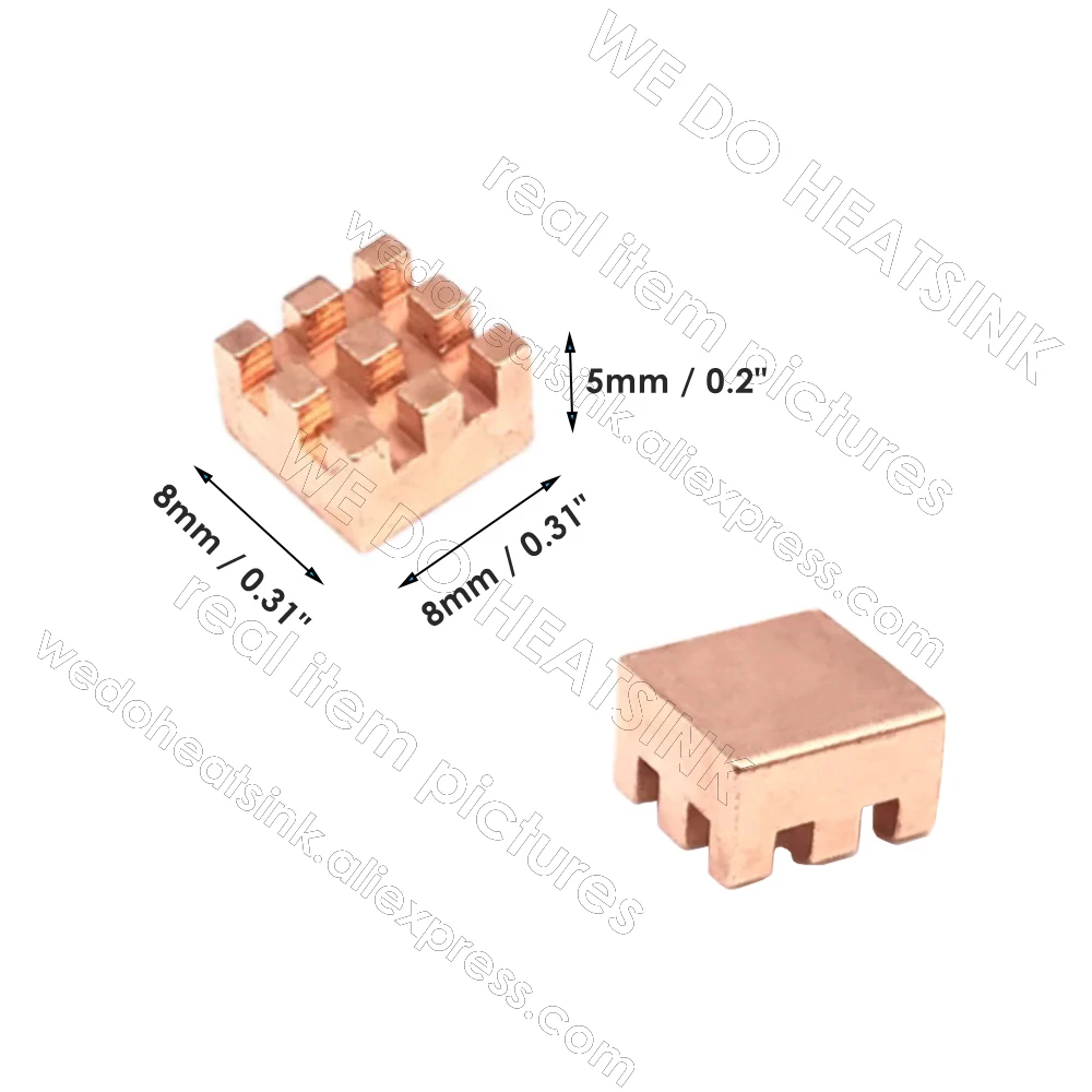 WE DO HEATSINK Useful Pure Copper Heat Sink Without or With Thermal Pad, Various Copper Shape Size Options