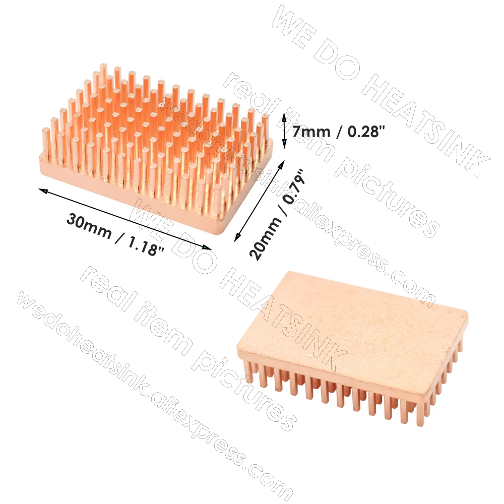 WE DO HEATSINK Useful Pure Copper Heat Sink Without or With Thermal Pad, Various Copper Shape Size Options