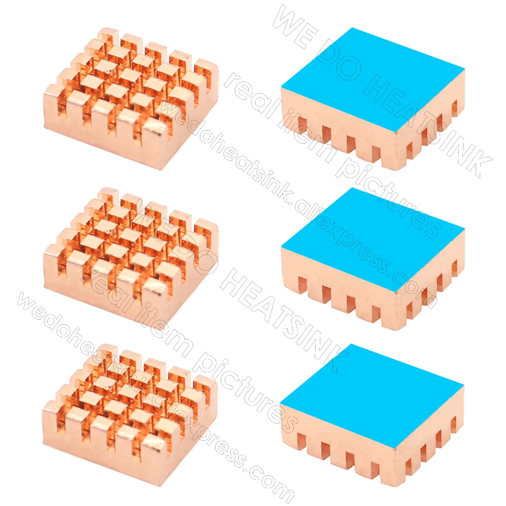 WE DO HEATSINK Useful Pure Copper Heat Sink Without or With Thermal Pad, Various Copper Shape Size Options