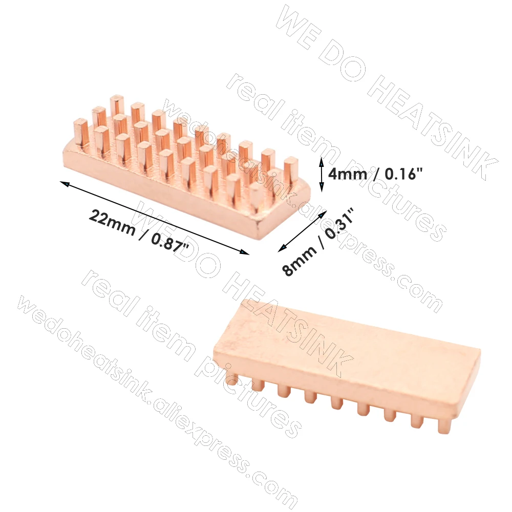 WE DO HEATSINK Useful Pure Copper Heat Sink Without or With Thermal Pad, Various Copper Shape Size Options