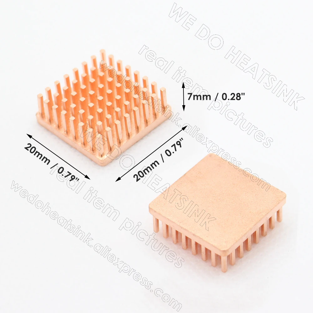 WE DO HEATSINK Useful Pure Copper Heat Sink Without or With Thermal Pad, Various Copper Shape Size Options