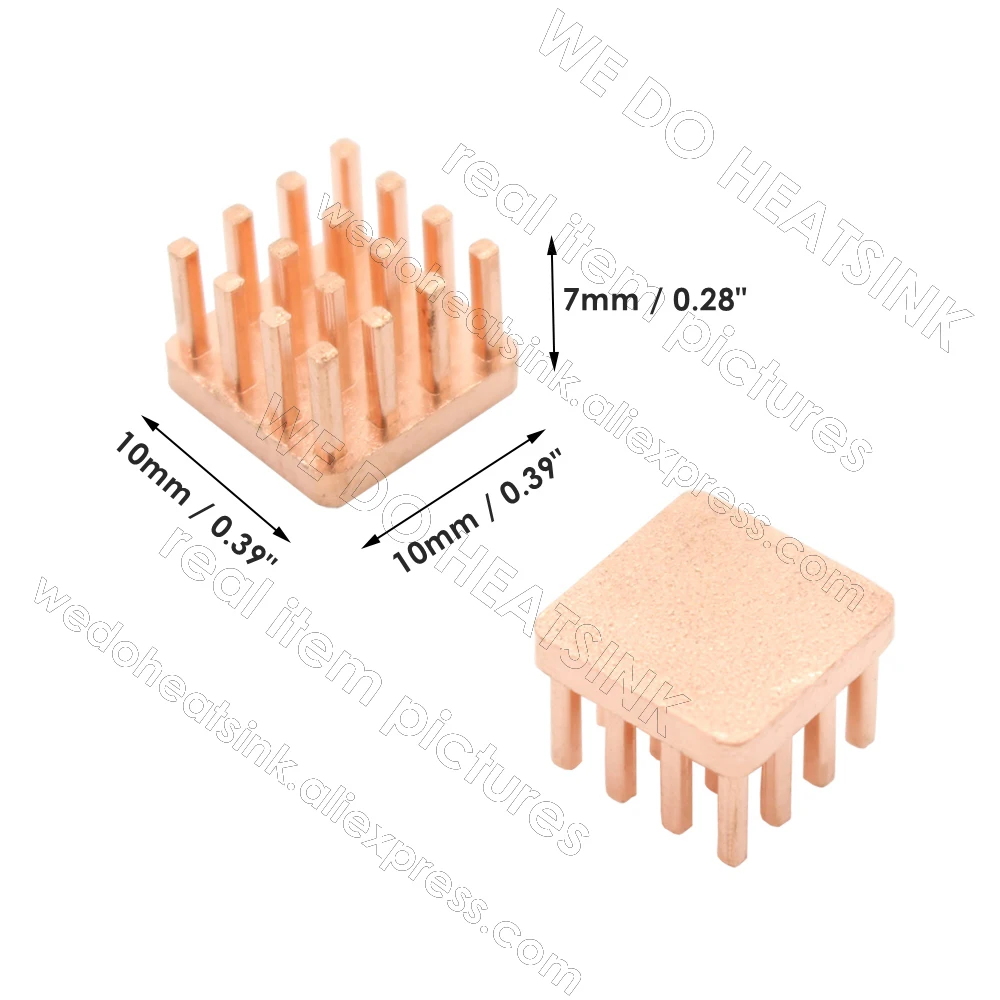 WE DO HEATSINK Useful Pure Copper Heat Sink Without or With Thermal Pad, Various Copper Shape Size Options